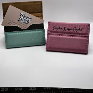 Pink Alpha Kappa Alpha cardholder and mint wallet